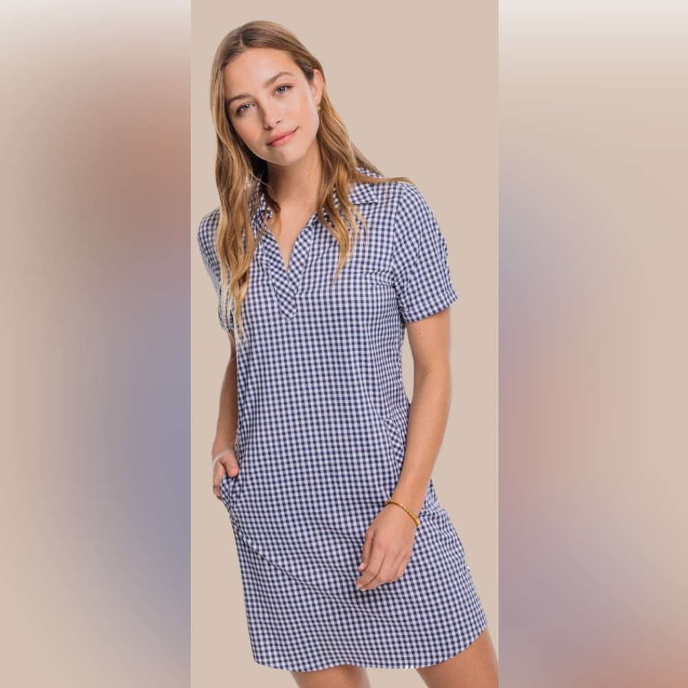 Southern Tide Kamryn brrr Intercoastal Gingham Dress Medium